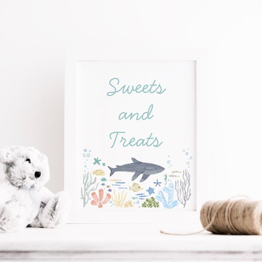 Hai unter den Sea Baby Shower Süßigkeiten Poster