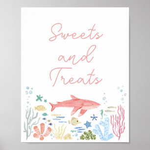 Hai unter den Sea Baby Shower Süßigkeiten Poster