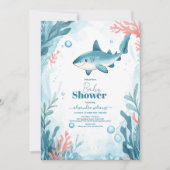 Hai unter der Kinderdusche der Meerestiere Einladung (Vorderseite)