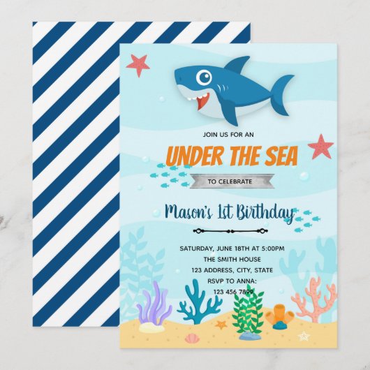 Hai unter der Meeresfrüchte Einladung (Vorne/Hinten)