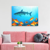 Hai unter Goldfischen Leinwanddruck (Insitu (Wohnzimmer))