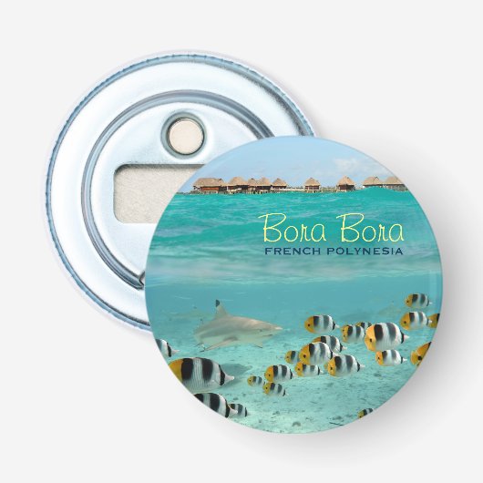 Hai unter Wasser mit Bora Bora Text Flaschenöffner (Vorderseite)