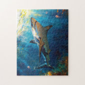 Hai unter Wasser mit Quallen Puzzle (Vertikal)