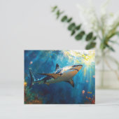 Hai Unterwasser umgeben von Quallen Postkarte (Stehend Vorderseite)