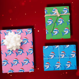 Hai Weihnachten Weihnachtsmannmütze Geschenk Ozean Geschenkpapier Set