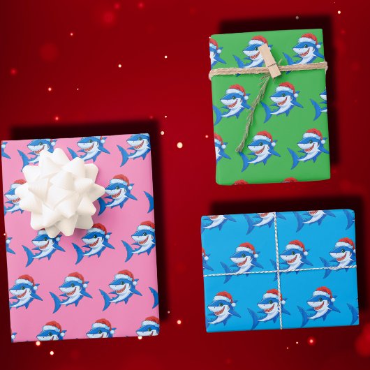 Hai Weihnachten Weihnachtsmannmütze Geschenk Ozean Geschenkpapier Set