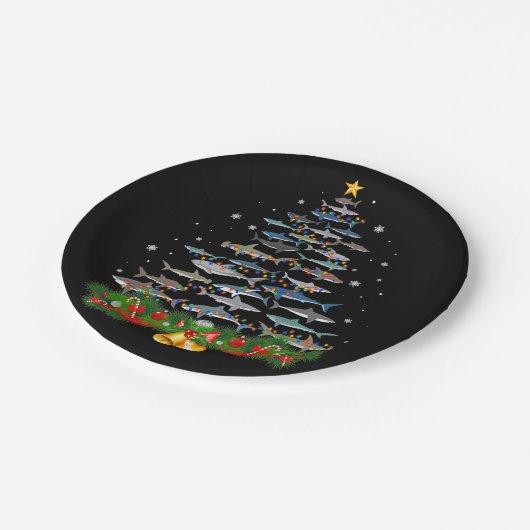 Hai Weihnachtsbaum Hai Liebhaber Geschenke Männer  Pappteller (Schrägansicht)
