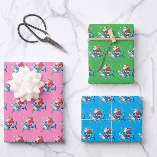 Hai-Weihnachtsmannmütze Kids-Girls-Wrapping Paper Geschenkpapier Set (Vorderseite)