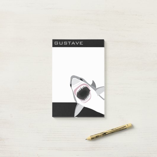 Haiangriff Fügen Sie Ihren Namen Funny hinzu Post-it Klebezettel (Auf Schreibtisch)