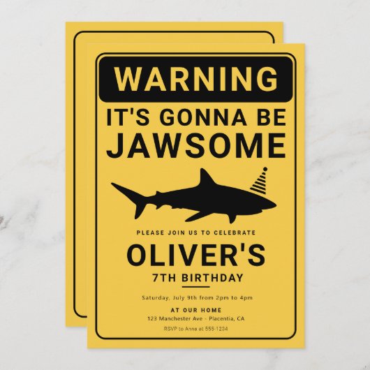 Haiangriff Geburtstag Pool-Party Einladung (Vorne/Hinten)