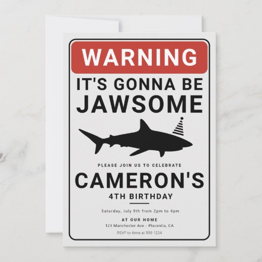 Haiangriff Geburtstag Pool-Party Einladung (Vorderseite)