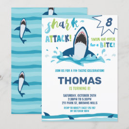 Haiangriff Geburtstagsparty Shark Boys Pool Party Einladung
