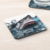 Haiangriff Getränkeuntersetzer (Linke Seite)