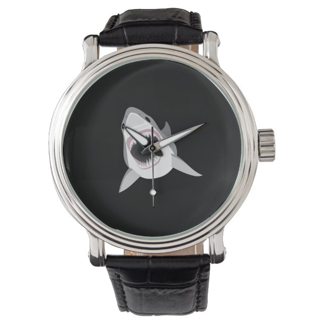 Haiangriff - Großer Weißer Hai zeigt seinen Biss Armbanduhr (Vorderseite)