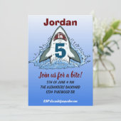 Haiangriff | Hai Einladungs Boys Geburtstag Einladung (Stehend Vorderseite)