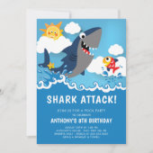 Haiangriff Pool Party Geburtstag Einladung (Vorderseite)