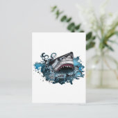 Haiangriff Postkarte (Stehend Vorderseite)