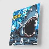 Haiangriff POW Superhero Comic Wasser Platsch Quadratische Wanduhr (Winkel)