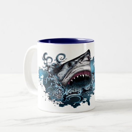 Haiangriff Zweifarbige Tasse (Vorderseite Links)