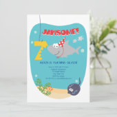 Haibeiß Siebter Geburtstag Einladung (Stehend Vorderseite)