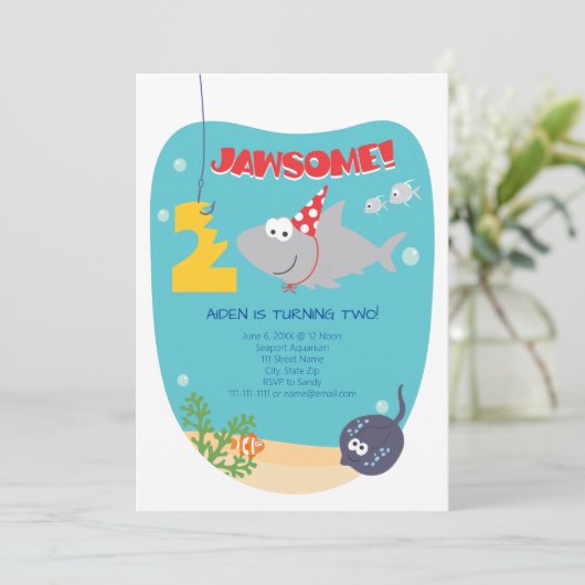 Haibeiß Zweite Geburtstagseinladung Einladung (Stehend Vorderseite)