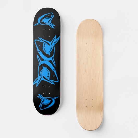 Haiblau UND SCHWARZE Skateboarddecke Skateboard (Vorderseite)