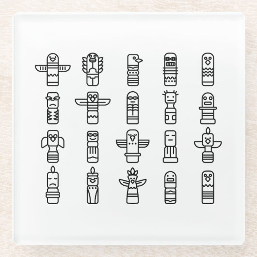 Haida Animals Native Amerikanischen Ureinwohners H Glasuntersetzer (Vorderseite)