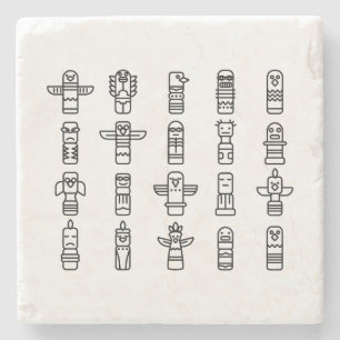 Haida Animals Native Amerikanischen Ureinwohners H Steinuntersetzer