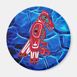 HAIDA EAGLE & Blue Fraktal Native Art Magnet