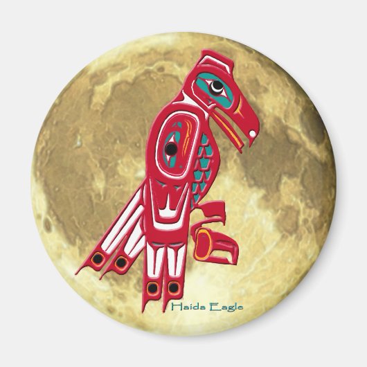 HAIDA EAGLE & FULL MOON Native American Art Magnet (Vorne)