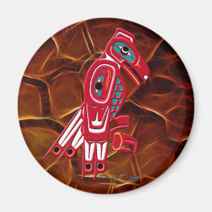 HAIDA EAGLE & Orange Fraktal Native Art Magnet