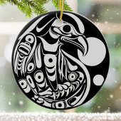 Haida Eagle Schwarz-weiß Northwest Columbia Native Keramik Ornament