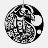 Haida Eagle Schwarz-weiß Northwest Columbia Native Keramik Ornament (Hinten)