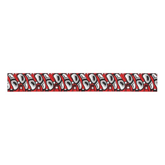Haida Eagle Thunderbird Red Black Pattern Ripsband (Vorderseite)