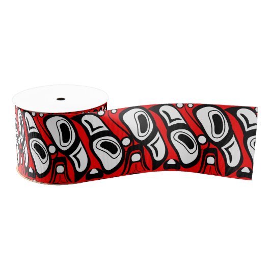 Haida Eagle Thunderbird Red Black Pattern Ripsband (Spule)