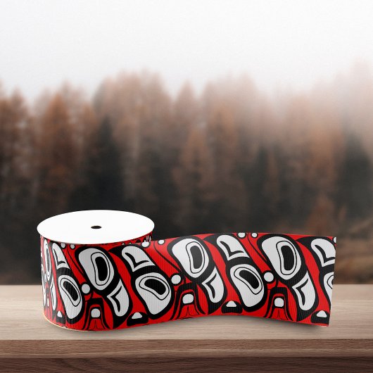Haida Eagle Thunderbird Red Black Pattern Ripsband