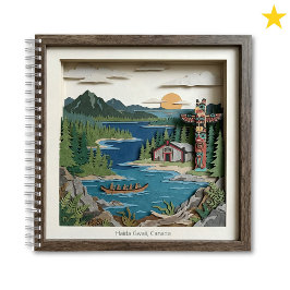 Haida Gwaii B.C. Kanada Papier Collage Diorama Notizblock