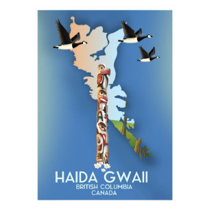 haida gwaii British Columbia Kanadische Karte Fotodruck