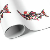 Haida Lachs Geist Tier mit Weihnachtsbeleuchtung Geschenkpapier (Rolleneckpunkt)
