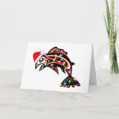 Haida Lachs Geist Tier mit Weihnachtsbeleuchtung Karte (Vorderseite)