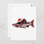 Haida Lachs Geist Tier mit Weihnachtsbeleuchtung Postkarte (Vorne/Hinten)