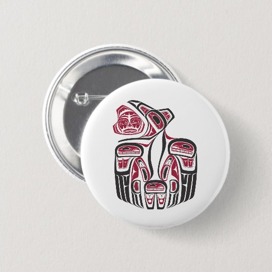 Haida Raven Design Button (Vorne & Hinten)