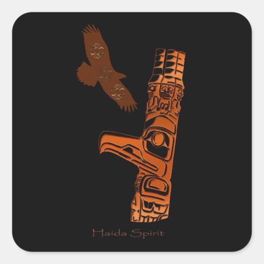 HAIDA SPIRIT Adler & Totem Pole Art Stickers (Vorderseite)