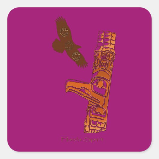 HAIDA SPIRIT Adler & Totem Pole Art Stickers (Vorderseite)