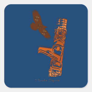 HAIDA SPIRIT Adler & Totem Pole Art Stickers