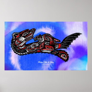 "HAIDA SPIRIT" Mutter Otter & Baby Haida Art Print Poster