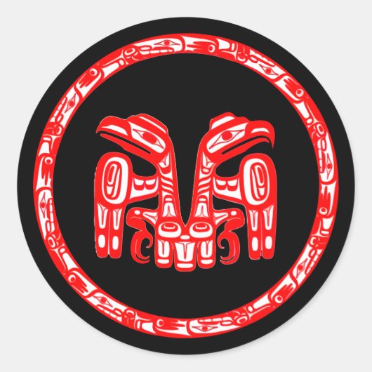 Haida Stamm Indianeramerikanisches Wappen Runder Aufkleber (Vorderseite)