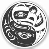 Haida Thunderbird Black and White Eagle Circle Aufkleber (Vorderseite)