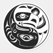 Haida Thunderbird Black and White Eagle Circle Runder Aufkleber (Vorderseite)