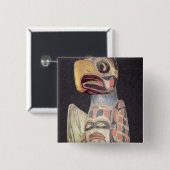 Haida-"Thunderbird" Statue (gemaltes Holz) Button (Vorne & Hinten)